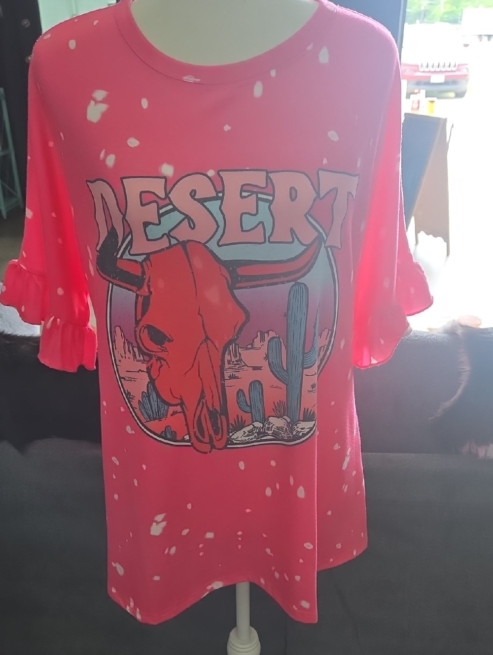 Kids Desert Graphic Ruffle Sleeve Tee - Pink